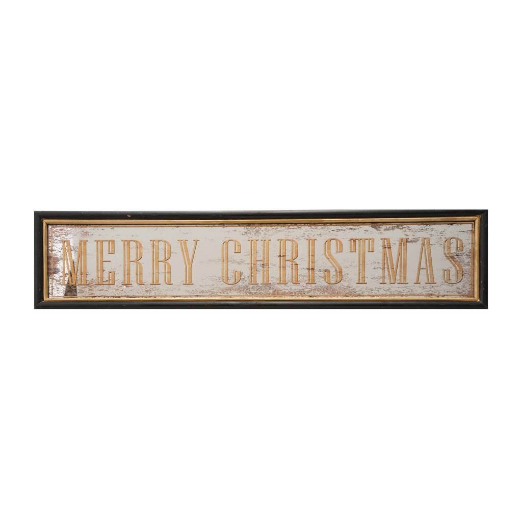 MDF Wall Décor with Antiqued Mirror "Merry Christmas"