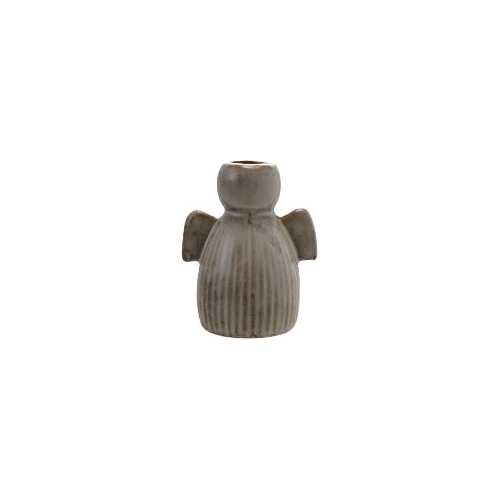 Stoneware Fluted Angel Taper Holder, Reactive Glaze (Each Will Vary)
