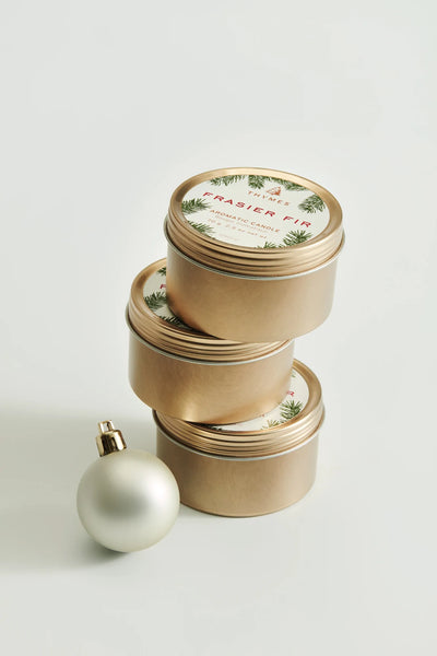 Thymes Frosted Plaid Frasier Fir Candle - 10 Oz Medium Jar Candle